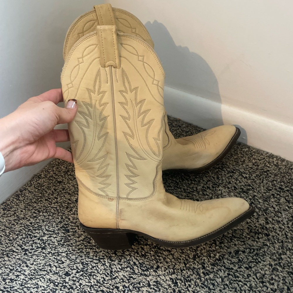 Nocona Tan Cream Western Cowboy Boots